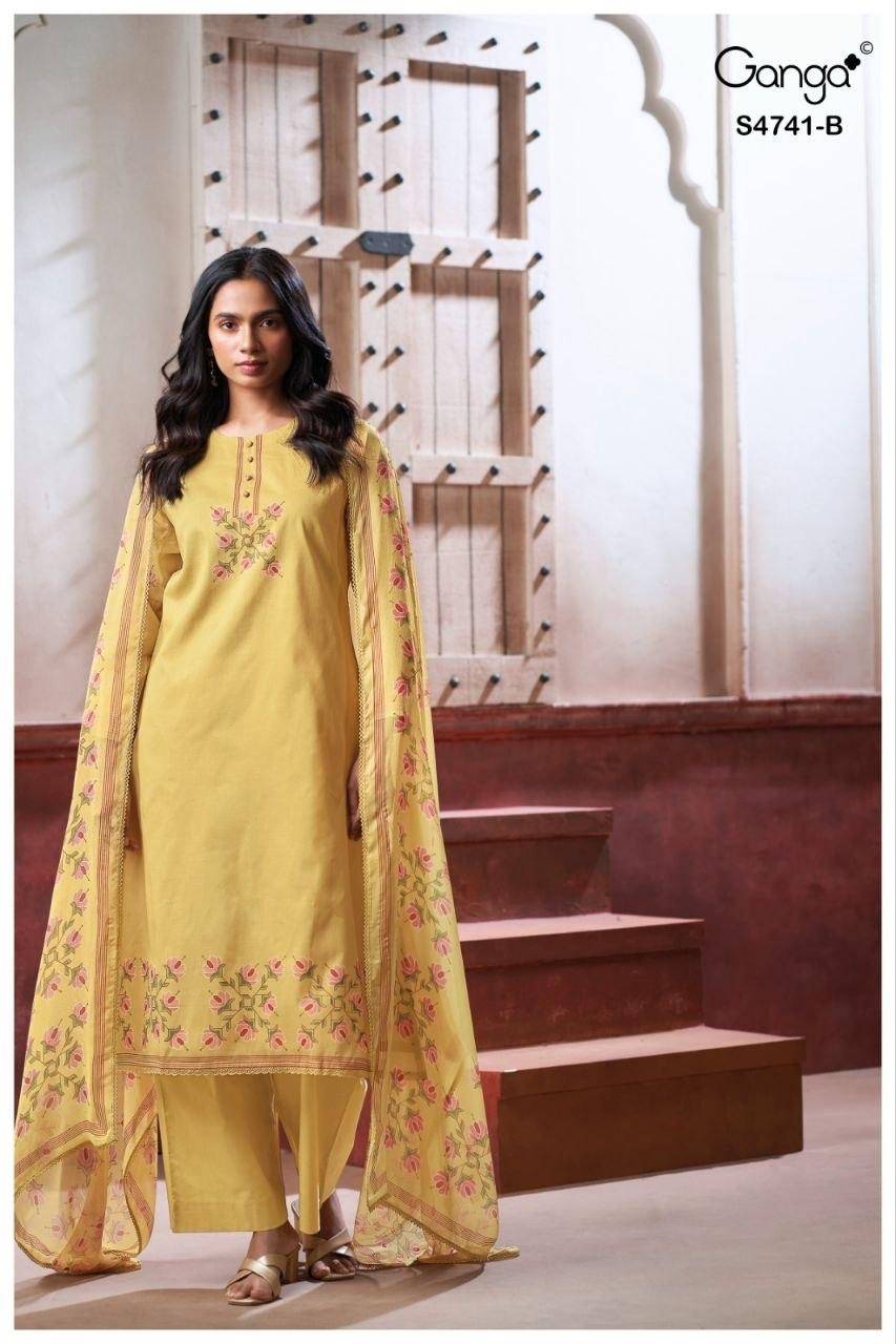 AANSHI 4741 Series By Ganga Fashion Stylish Beautiful Colourful PURE ORGANDY MUL Dresses At Wholesale Price